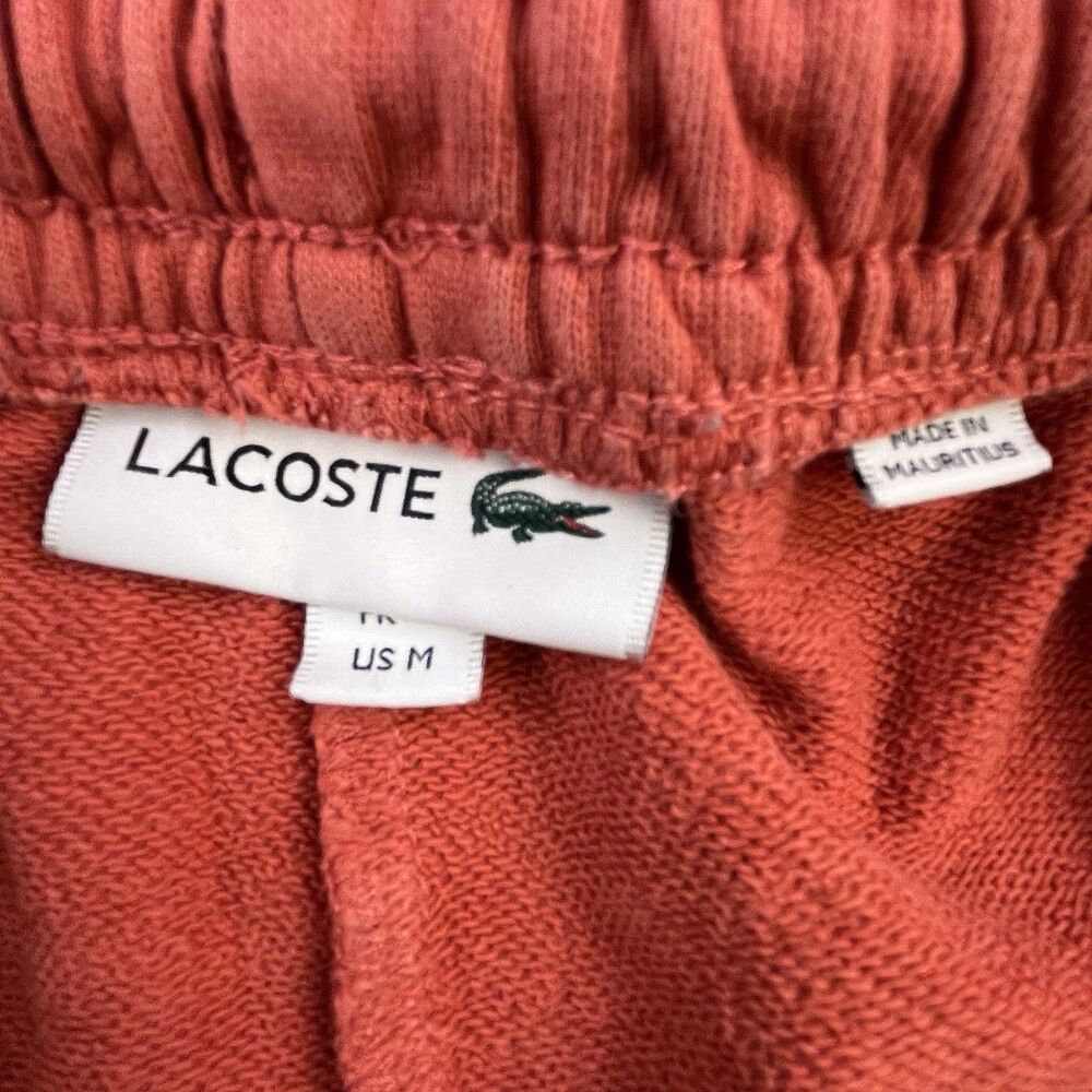 Lacoste Logo Sweat Shorts Mens M Orange Big Croc French Terry Athletic Pockets - Picture 7 of 14